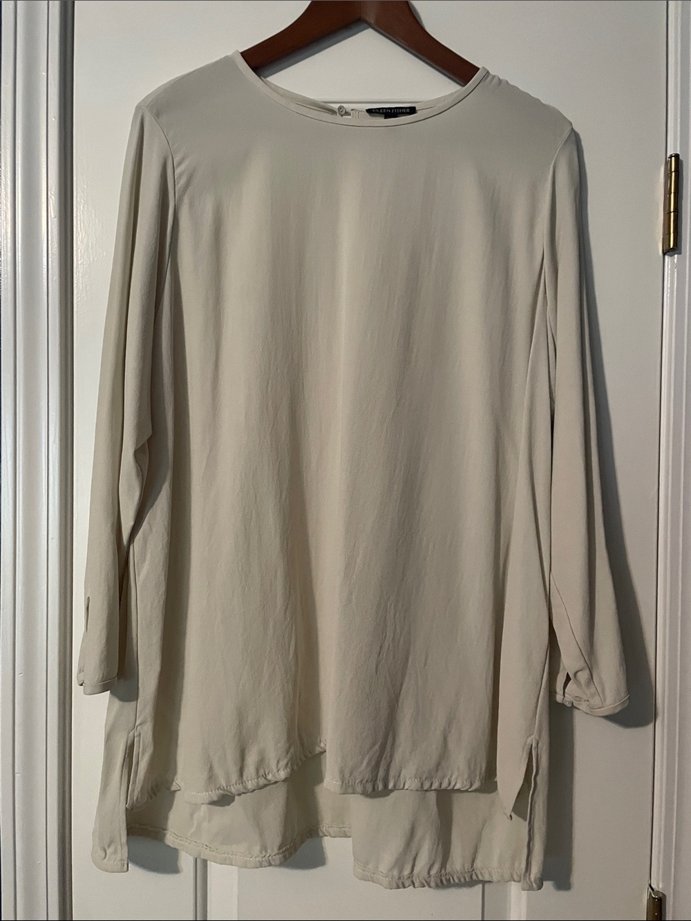Eileen Fisher Light Cream Relaxed Long-Sleeve Tunic
